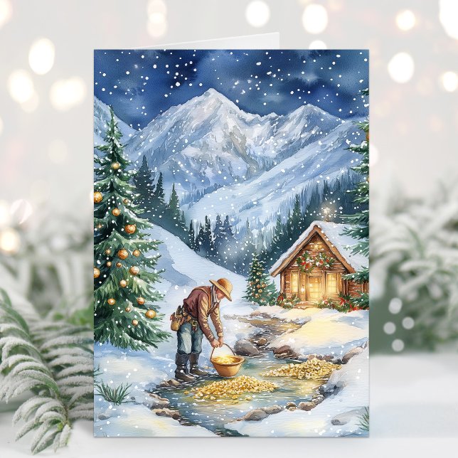 Gold Mining Gold Panning Christmas Card (Gold Mining Christmas Card)