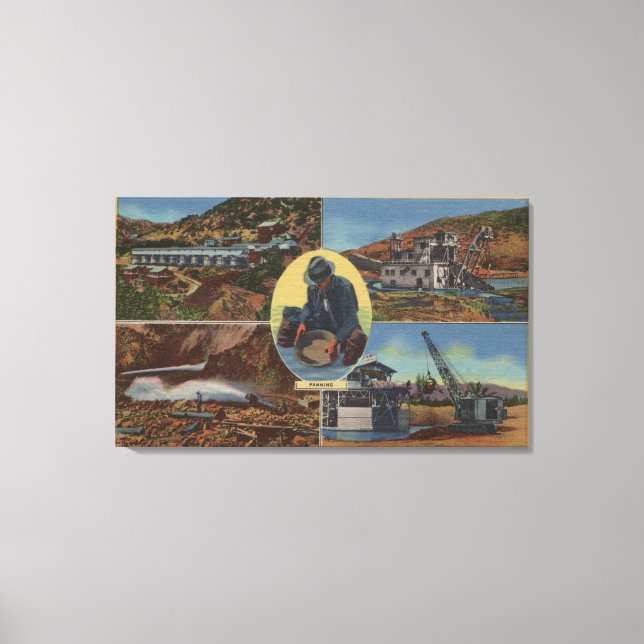 Gold Mining in California - Quarz, Dredge Canvas Print (Front)