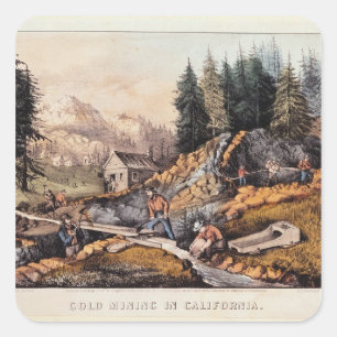 Gold Mining in California Square Sticker
