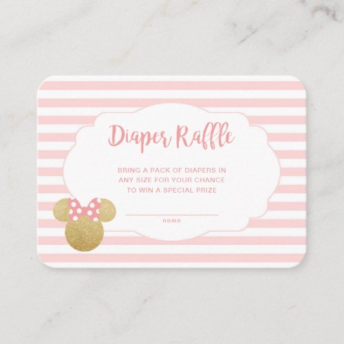 Gold Minnie Mouse  Diaper Raffle Insert Card