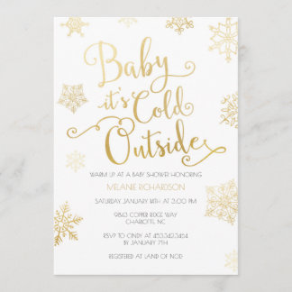 Gold & Mint Baby it's Cold Outside Shower Invite