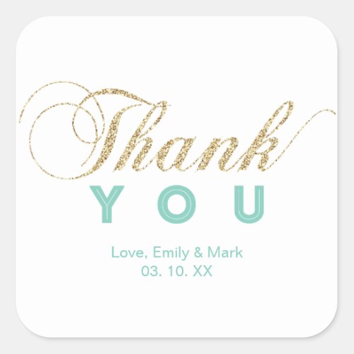 Gold  Mint  Custom Party Thank You Sticker