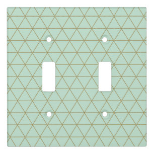 Gold Mint Geometric Triangles Boho Glam Minimal Light Switch Cover