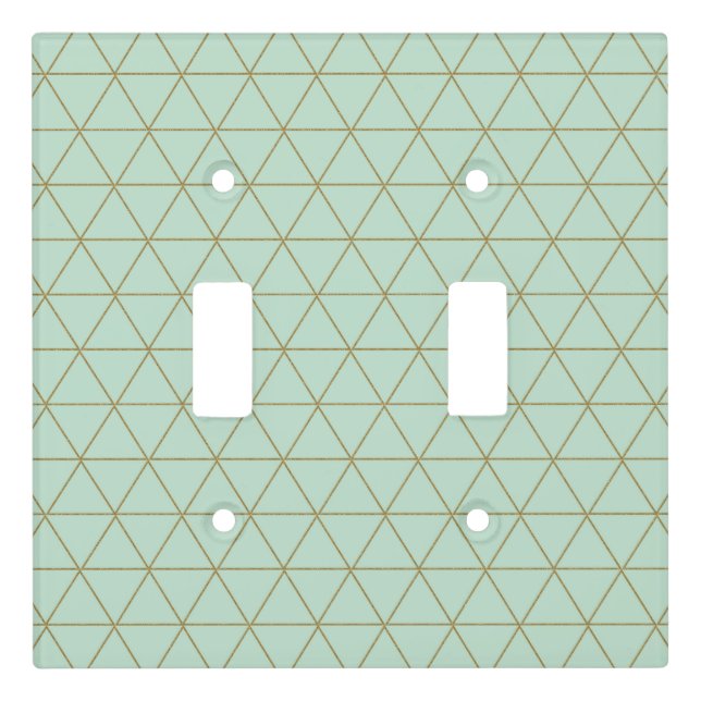 Gold Mint Geometric Triangles Boho Glam Minimal Light Switch Cover (Front)