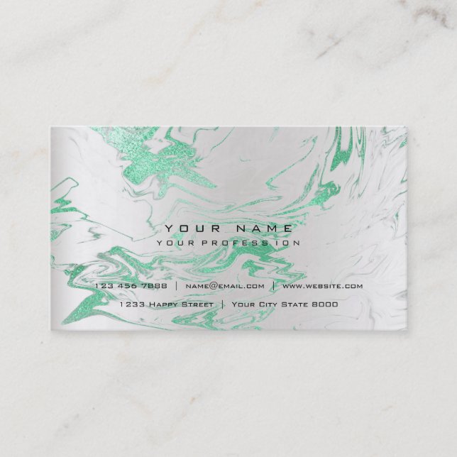 Gold Mint Green Marble Vip Pearly Silver Abstract Business Card (Front)