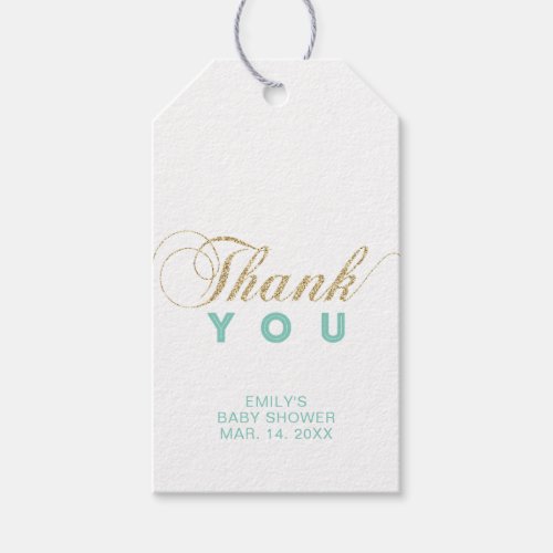 Gold  Mint  Modern Party Favor Thank You Tags