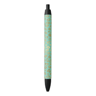 Gold Mint Ombre Leopard Print Pen