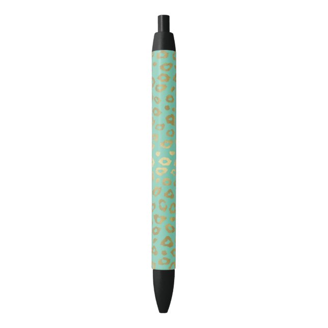 Gold Mint Ombre Leopard Print Pen (Front Vertical)