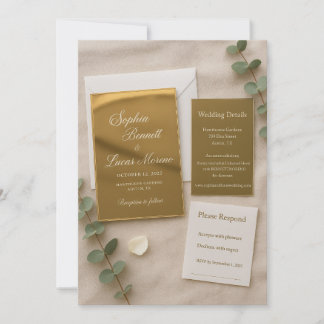 Gold Mirror Acrylic Wedding Invitation Set | Elega
