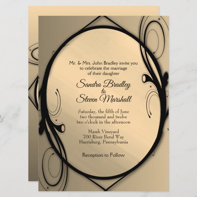 Gold Mirror Wedding Invitation (Front/Back)