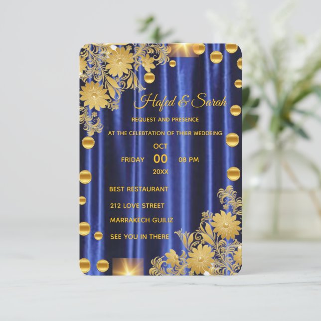 Gold Mirrored wedding invitation, Gold mirror invi Invitation (Standing Front)