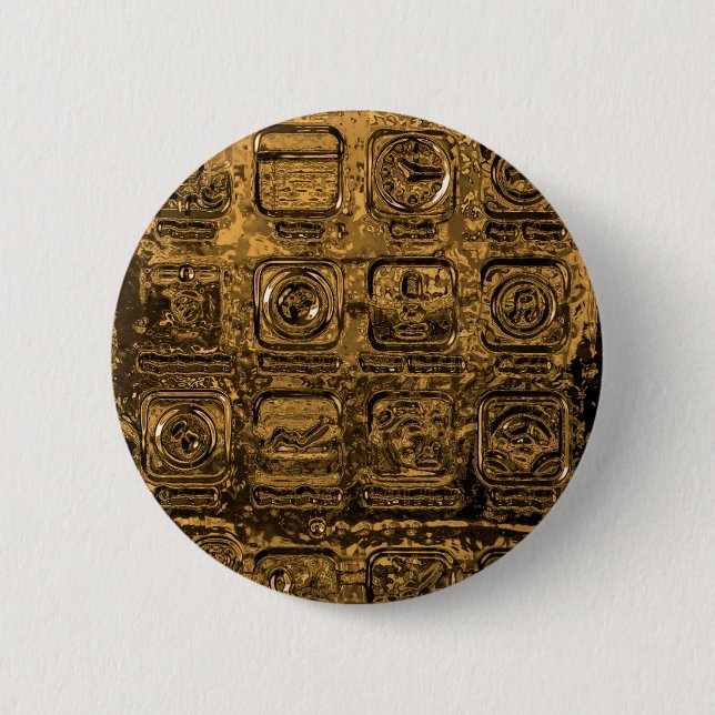 Gold mobile phone icons pinback button (Front)