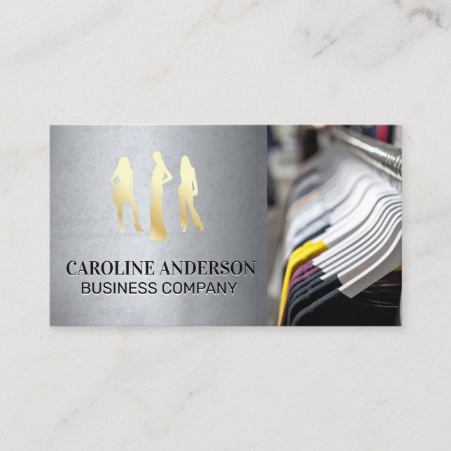 Gold Model Icon | Wardrobe Hanging Clothes Business Card (Front)