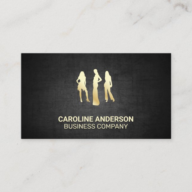 Gold Models | Black Texture Background Business Card (Front)