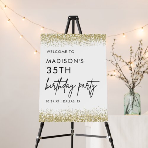 Gold Modern 35th Birthday Party Welcome Sign