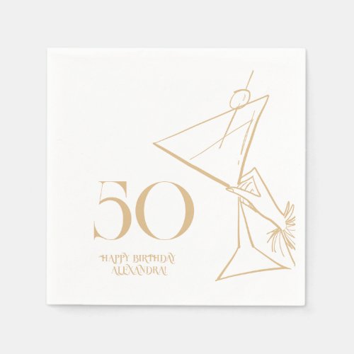 Gold Modern 50th Adult Birthday Napkin