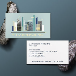 Gold Modern Abstract Urban Cityscape Architecture Foil Business Cards