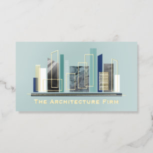 Gold Modern Abstract Urban Cityscape Architecture Foil Business Cards