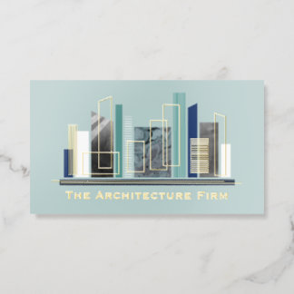 Gold Modern Abstract Urban Cityscape Architecture Foil Business Cards