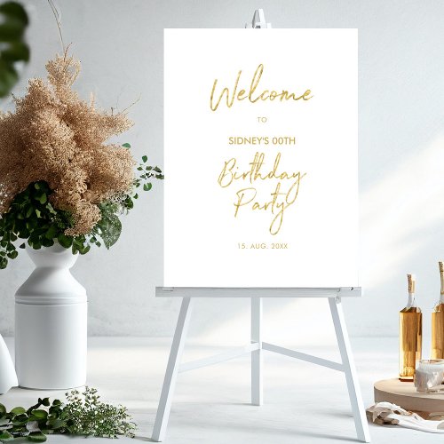 Gold Modern Birthday Party Welcome Sign