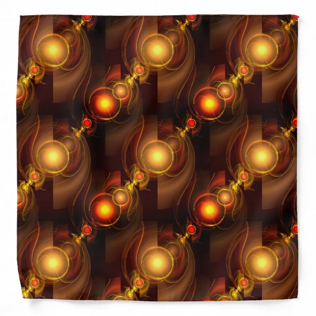 Gold Modern Boho Elegant Abstract Art Pattern #501 Bandana (Front)