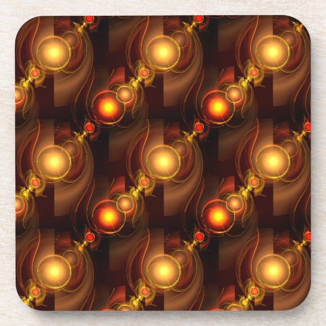 Gold Modern Boho Elegant Abstract Art Pattern #501 Beverage Coaster (Front)