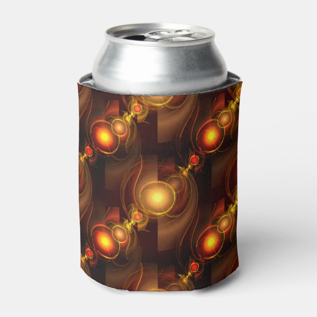 Gold Modern Boho Elegant Abstract Art Pattern #501 Can Cooler (Can Front)