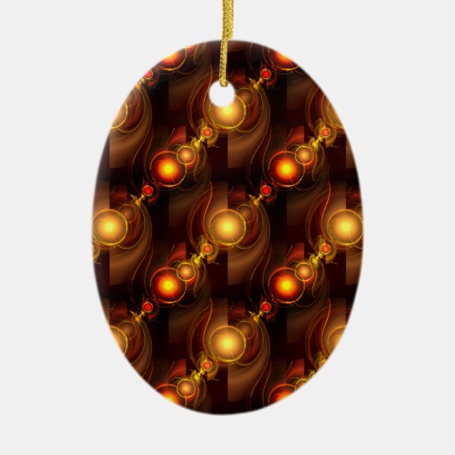 Gold Modern Boho Elegant Abstract Art Pattern #501 Ceramic Ornament (Front)