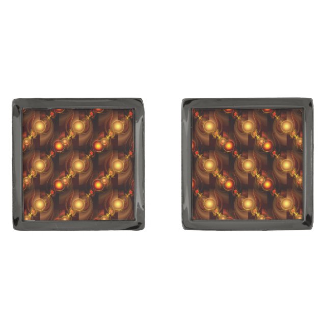 Gold Modern Boho Elegant Abstract Art Pattern #501 Cufflinks (Front)