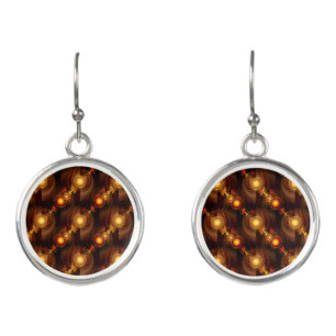Gold Modern Boho Elegant Abstract Art Pattern #501 Earrings