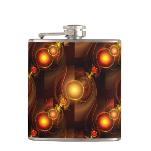 Gold Modern Boho Elegant Abstract Art Pattern #501 Flask