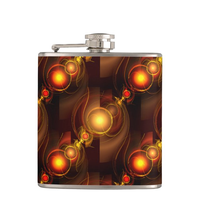 Gold Modern Boho Elegant Abstract Art Pattern #501 Flask (Front)