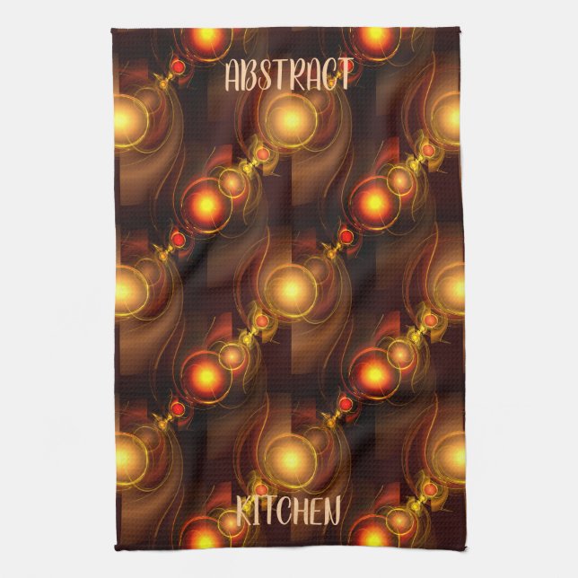 Gold Modern Boho Elegant Abstract Art Pattern #501 Kitchen Towel (Vertical)