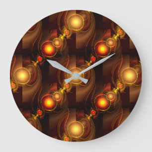 Gold Modern Boho Elegant Abstract Art Pattern #501 Large Clock
