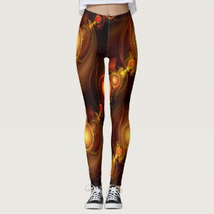 Gold Modern Boho Elegant Abstract Art Pattern #501 Leggings