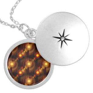 Gold Modern Boho Elegant Abstract Art Pattern #501 Locket Necklace