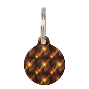 Gold Modern Boho Elegant Abstract Art Pattern #501 Pet ID Tag