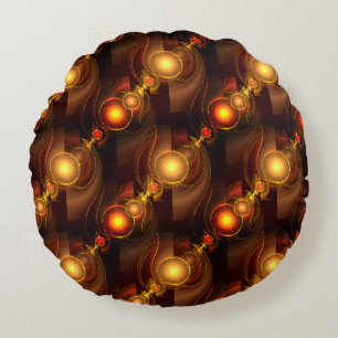 Gold Modern Boho Elegant Abstract Art Pattern #501 Round Pillow