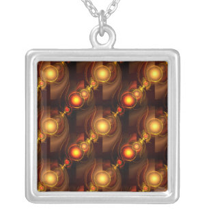 Gold Modern Boho Elegant Abstract Art Pattern #501 Silver Plated Necklace