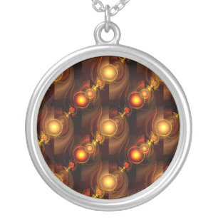 Gold Modern Boho Elegant Abstract Art Pattern #501 Silver Plated Necklace