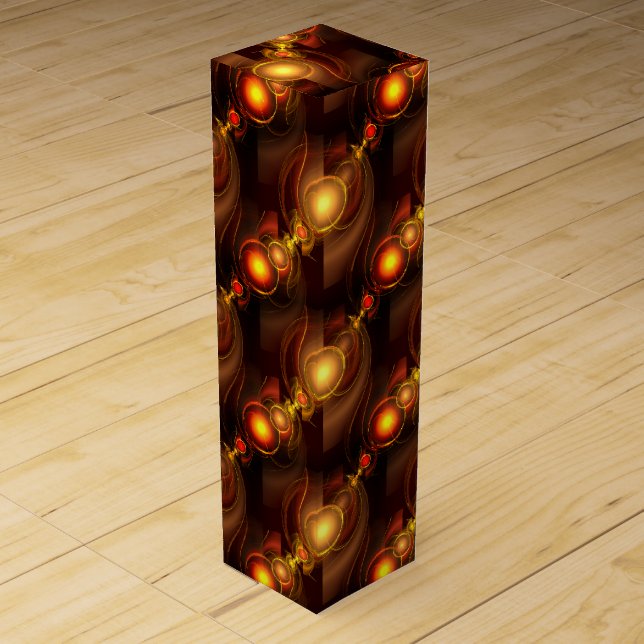 Gold Modern Boho Elegant Abstract Art Pattern #501 Wine Box (Front)