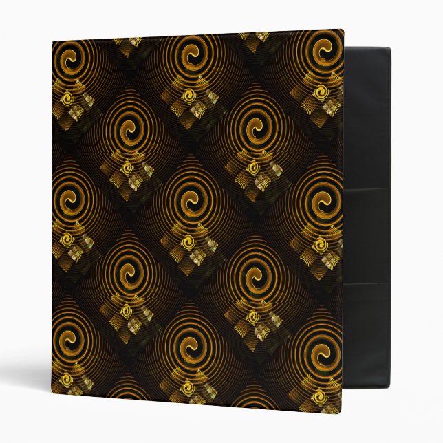 Gold Modern Boho Elegant Abstract Art Pattern #502 3 Ring Binder (Front/Inside)