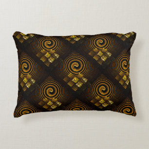 Gold Modern Boho Elegant Abstract Art Pattern #502 Accent Pillow