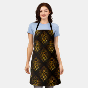 Gold Modern Boho Elegant Abstract Art Pattern #502 Apron
