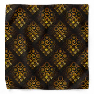Gold Modern Boho Elegant Abstract Art Pattern #502 Bandana