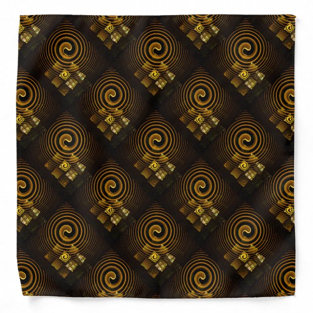 Gold Modern Boho Elegant Abstract Art Pattern #502 Bandana (Front)