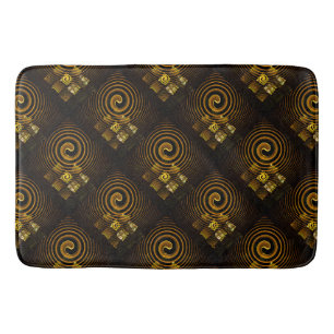 Gold Modern Boho Elegant Abstract Art Pattern #502 Bath Mat