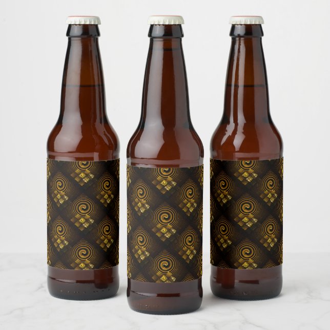 Gold Modern Boho Elegant Abstract Art Pattern #502 Beer Bottle Label (Bottles)