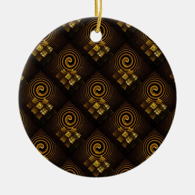 Gold Modern Boho Elegant Abstract Art Pattern #502 Ceramic Ornament (Front)