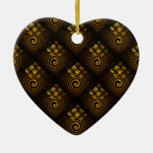 Gold Modern Boho Elegant Abstract Art Pattern #502 Ceramic Ornament
